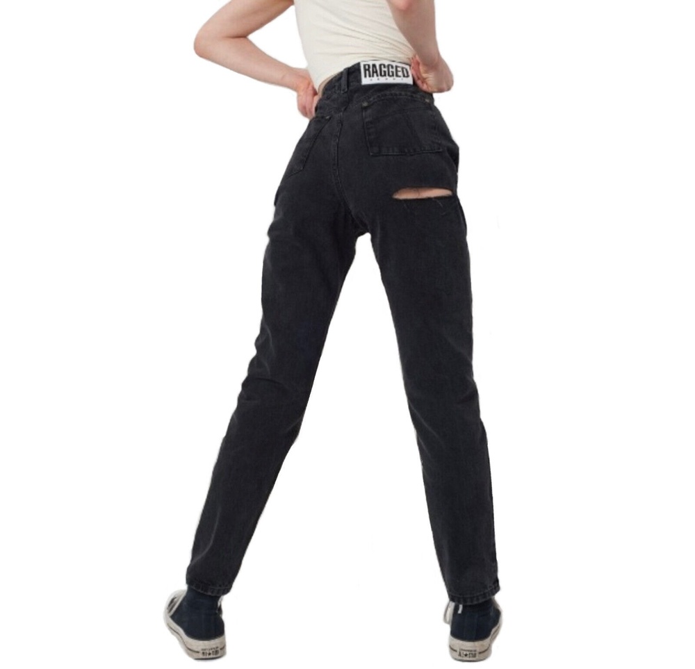 Ragged Priest Butt Cut High Rise Mom Rigid Jeans Black 24